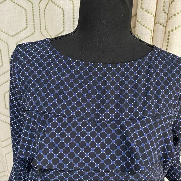 Ann Taylor Blue Layered Ruffle Tiered Peplum Blouse Women’s Size SP - Picture 7 of 7